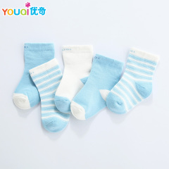 优奇新生儿0-3个月婴儿毛巾袜子纯棉松口宝宝1-2岁毛圈袜加厚冬季