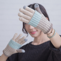 新品手套女冬季加厚保暖羊毛女士长款手臂套韩版针织可触摸屏手套