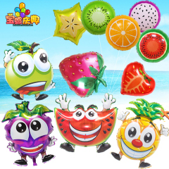 夏季水果铝膜气球装饰西瓜草莓橙子猕猴桃杨桃葡萄苹果菠萝火龙果
