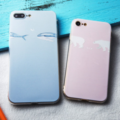 iphone7手机壳苹果7plus透明软壳七手机套浮雕保护套鲨鱼白熊6s5s