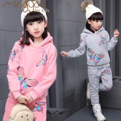 2016女童冬季套装韩版加厚中大童卫衣套装儿童保暖长袖上衣两件套