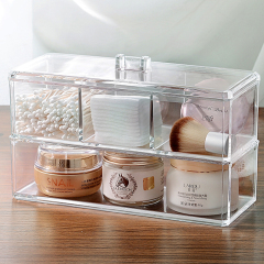 小鼻子 环保化妆棉收纳盒 高品质棉签盒透明多功能化妆品收纳盒