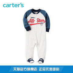 Carter's1件式长袖包脚连体衣棒球服爬服全棉宝宝婴儿童装115G277