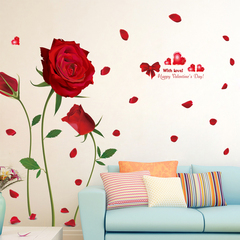 红玫瑰墙贴客厅沙发背景电视墙贴纸卧室床头婚房浪漫贴花贴画墙纸