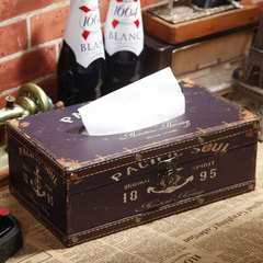 欧式纸巾盒复古创意家居客厅木质抽纸盒皮革车用餐厅餐巾纸盒摆件
