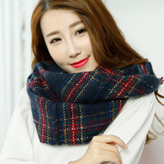 围巾女冬季新款韩版格子学生毛线针织保暖围脖女士套头加厚围脖