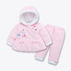 女宝宝棉衣套装外套加厚婴儿衣服冬款保暖儿童棉袄两件套外出服潮