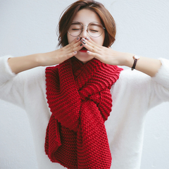围巾女冬季长款披肩韩国纯色加厚保暖学生韩版百搭针织毛线围巾