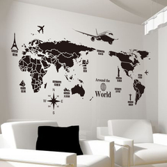 墙贴纸贴画墙壁办公室文化教室布置宿舍寝室装饰创意个性世界地图
