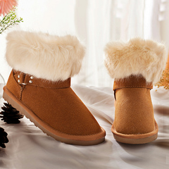 秋冬季毛毛短筒雪地靴子平底学生女鞋加绒短筒女靴防滑舒适鞋子潮
