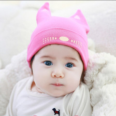 熊朵婴儿帽子秋款0-3-6月男女童纯棉套头帽宝宝护耳帽子可爱包邮