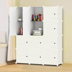 尚一简易书架儿童书柜自由组合小柜子带门收纳柜塑料储物柜置物架