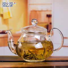 可么可水壶玻璃小花茶壶透明耐热花草茶具过滤泡花草带盖创意茶壶