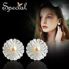 Special 欧美珍珠S925银耳针女耳饰耳环耳钉蔷薇的第七夜情人节