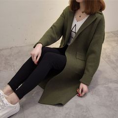 2016冬季女装新款韩版潮毛衣纯色针织衫上衣中长款长袖宽松外套