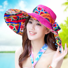 沙滩帽女韩版潮春夏天防晒帽大沿可折叠遮阳帽太阳帽防紫外线帽子