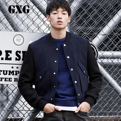 GXG男装 冬季新品修身藏青韩版棒球服呢夹克外套男#64821002