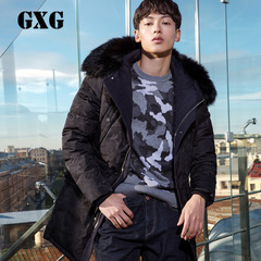 GXG男装 冬季新品外套男韩版时尚连帽长款羽绒服#64811012