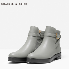 CHARLES&KEITH平底短靴 CK1-90360238 踝靴皮带扣短跟靴 短靴女