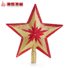 港恒圣诞树装饰品 15-20cm金红色粘粉圣诞树顶星/圣诞树顶饰 30g