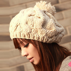 手工南瓜帽冬天韩版潮月子帽保暖甜美可爱针织毛线帽冬季帽子女