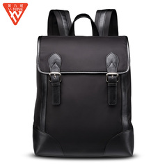 V．NINE双肩包时尚学生书包男女通用商务电脑包休闲韩版旅行背包