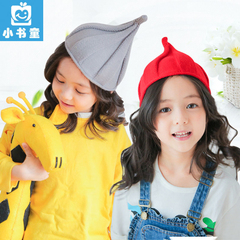 韩国秋冬儿童套头帽子潮宝宝毛线巫师帽针织男女尖尖帽奶嘴帽加厚