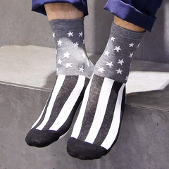 亚鹏男国旗五星中筒袜商务袜男人袜舒适透气秋冬款袜子