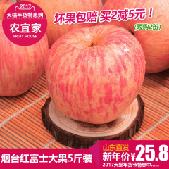 【新鲜现货】山东烟台红富士苹果5斤装 栖霞苹果 新鲜水果带皮吃