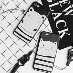 iPhone6s手机壳卡通创意苹果6plus挂绳保护套浮雕潮男7全包新款软