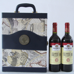 裕诚酒庄 橡木桶窖藏干红礼盒 双只葡萄酒皮盒 送礼红酒两瓶装