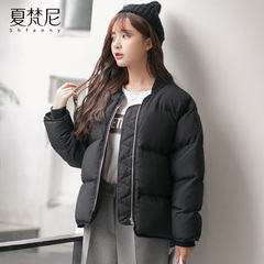 冬季韩版潮学院风加厚棉袄女装纯色长袖学生保暖面包服棉衣女短款