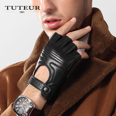 TUTEUR/图特真皮手套男半指战术手套骑车户外羊皮手套2539