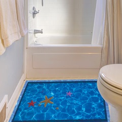 3D立体仿真地板地砖贴画自粘防水浴室卫生间游泳池走廊创意墙贴纸