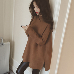 2016秋冬季新品韩版毛衣女装宽松套头针织衫中长款长袖女外套潮