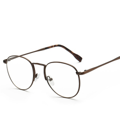 新款韩版金属圆形复古眼镜框男女款时尚近视眼镜架硅胶鼻托平光镜