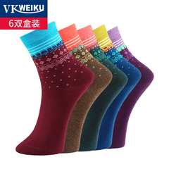 VKWEIKU【6双】加厚羊毛袜女士棉袜 女款袜子女秋冬季 羊毛女袜