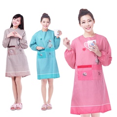 韩版围裙长袖防水厨房成人罩衣反穿带袖防油防水长袖围裙有袖围裙