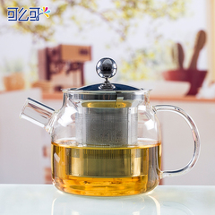 可么可耐热玻璃茶壶茶具 不锈钢过滤水壶花茶壶餐厅泡茶壶泡茶器