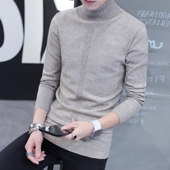 男士修身纯色高领毛衣韩版加厚保暖针织衫弹力紧身长袖外套男青年