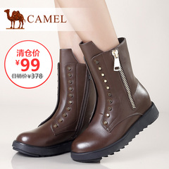 【特价清仓】Camel骆驼靴子帅气女靴冬季保暖女士休闲中筒靴