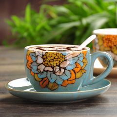 复古欧式咖啡杯碟套装创意手绘陶瓷杯子个性简约咖啡杯碟套具茶具