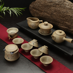 连连旺 功夫茶具套装特价陶瓷家用粗陶复古茶壶茶杯创意茶具特价