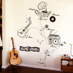 时尚吉他音乐教室布置墙贴纸创意音符酒吧ktv店铺装饰自粘墙贴画