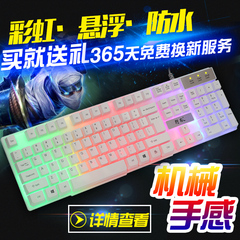 猎狐台式笔记本电脑USB背光防水有线键盘发光游戏键盘机械手感
