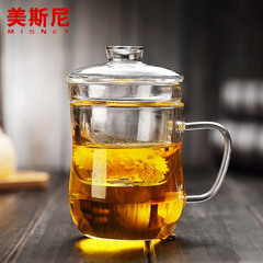 美斯尼 加厚花茶玻璃杯子350ML 雅韵M331 耐高温茶杯 玻璃 茶杯