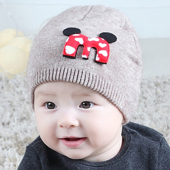 宝宝毛线帽秋冬0-3-6-12个月男女童新生儿胎帽针织套头帽婴儿帽子