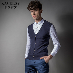 KacelsyKA新款秋季男士韩版修身针织衫打底衬衫针织衫假两件套
