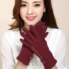 誉赫女士触屏手套秋冬季保暖开车骑车韩版蕾丝可爱电容屏手套