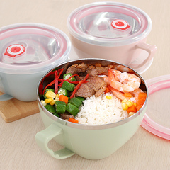 创意304不锈钢泡面碗带盖日式拉面碗大碗泡面杯面碗可爱餐具家用